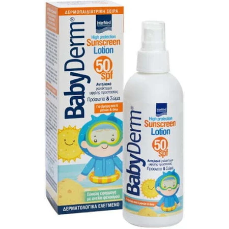 InterMed Babyderm Водостойкий детский солнцезащитный крем-спрей SPF50 200 мл: цены и характеристики