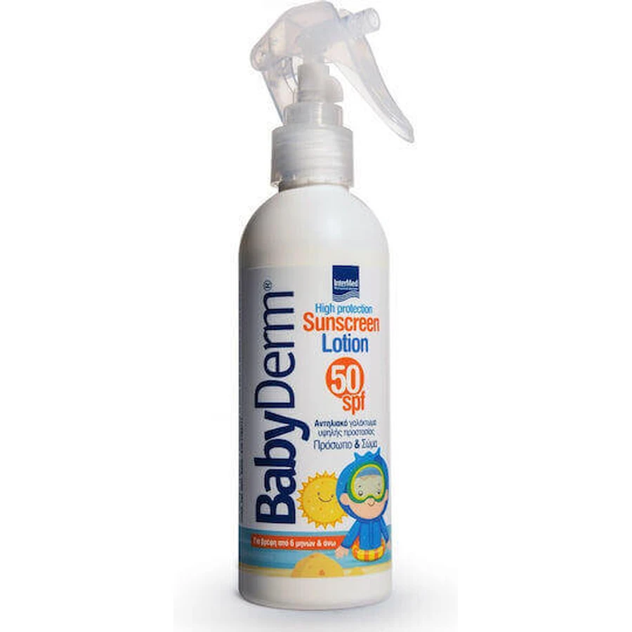 InterMed Babyderm Водостойкий детский солнцезащитный крем-спрей SPF50 200 мл: цены и характеристики