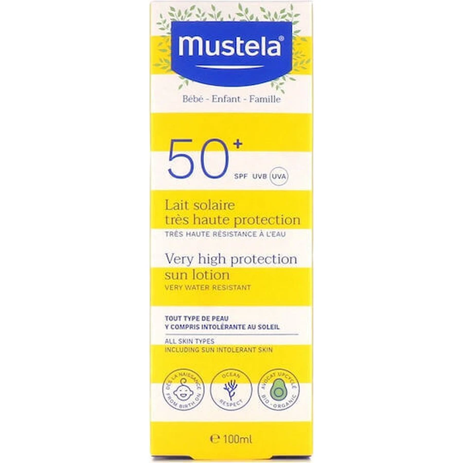 Mustela Водостійкий дитячий сонцезахисний крем-емульсія SPF50 100мл: ціни та характеристики