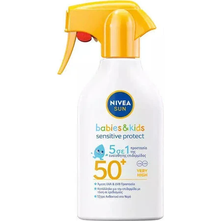 Nivea SUN Babies & Kids Sensitive Чувствительный водостойкий детский солнцезащитный крем-спрей SPF50 270 мл: цены и характеристики