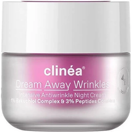 Нічний антивіковий крем для обличчя Clinea Dream Away Wrinkles з пантенолом і пептидами 50 мл: ціни та характеристики