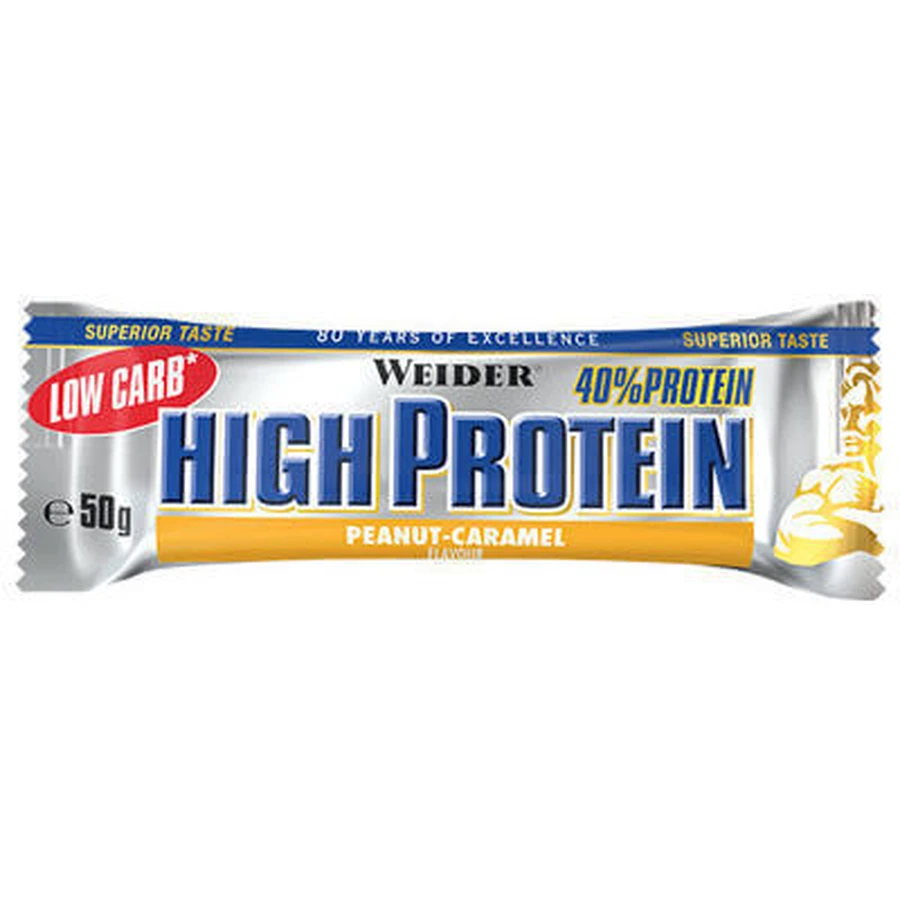 Weider Высокопротеиновый батончик с 40% протеина и вкусом арахисовой карамели 50 гр.: цены и характеристики