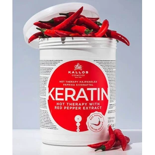 Kallos Keratin Кератин Гаряча терапія з екстрактом червоного перцю Маска для волосся проти випадіння волосся 1000мл