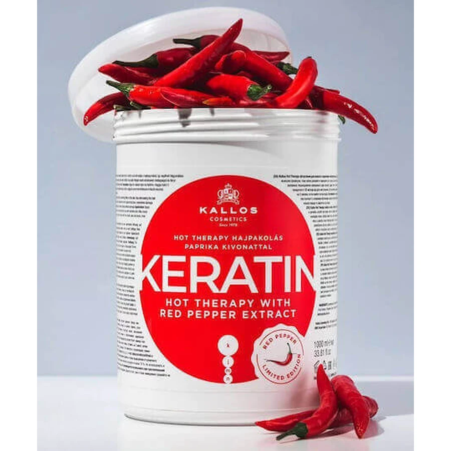 Kallos Keratin Кератин Гаряча терапія з екстрактом червоного перцю Маска для волосся проти випадіння волосся 1000мл: ціни та характеристики