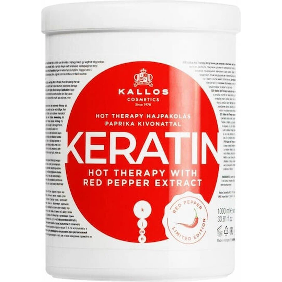 Kallos Keratin Кератин Гаряча терапія з екстрактом червоного перцю Маска для волосся проти випадіння волосся 1000мл: ціни та характеристики
