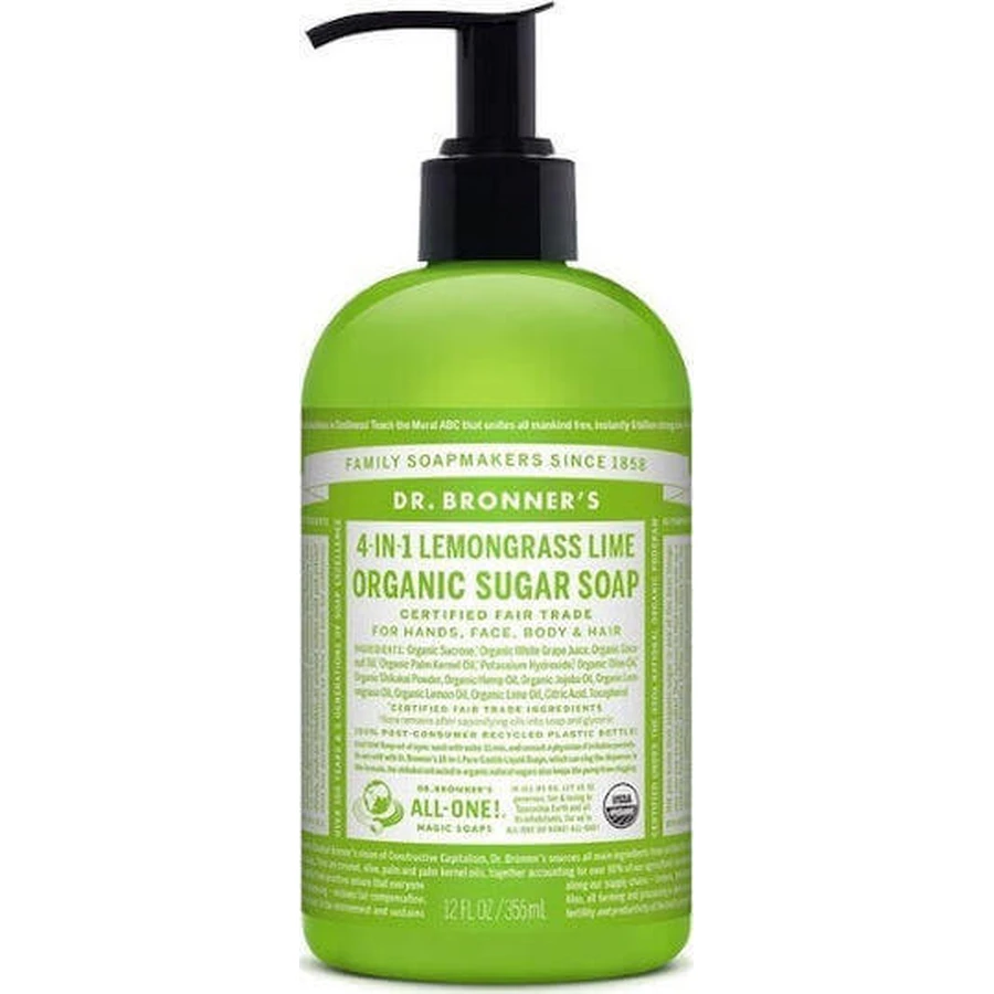 Органическое сахарное мыло Dr Bronner's для мытья рук, тела и волос 355 мл: цены и характеристики