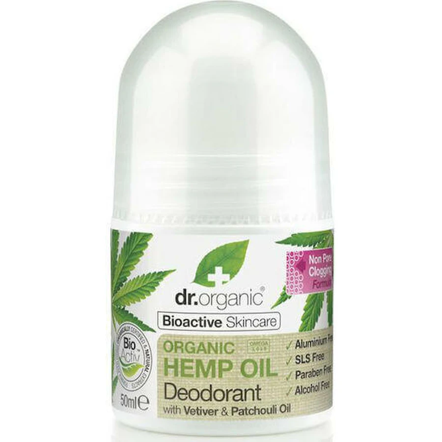 Dr.Organic Hemp Oil Конопляна олія Конопляна олія Натуральний дезодорант-рулон без алюмінію 50мл: ціни та характеристики