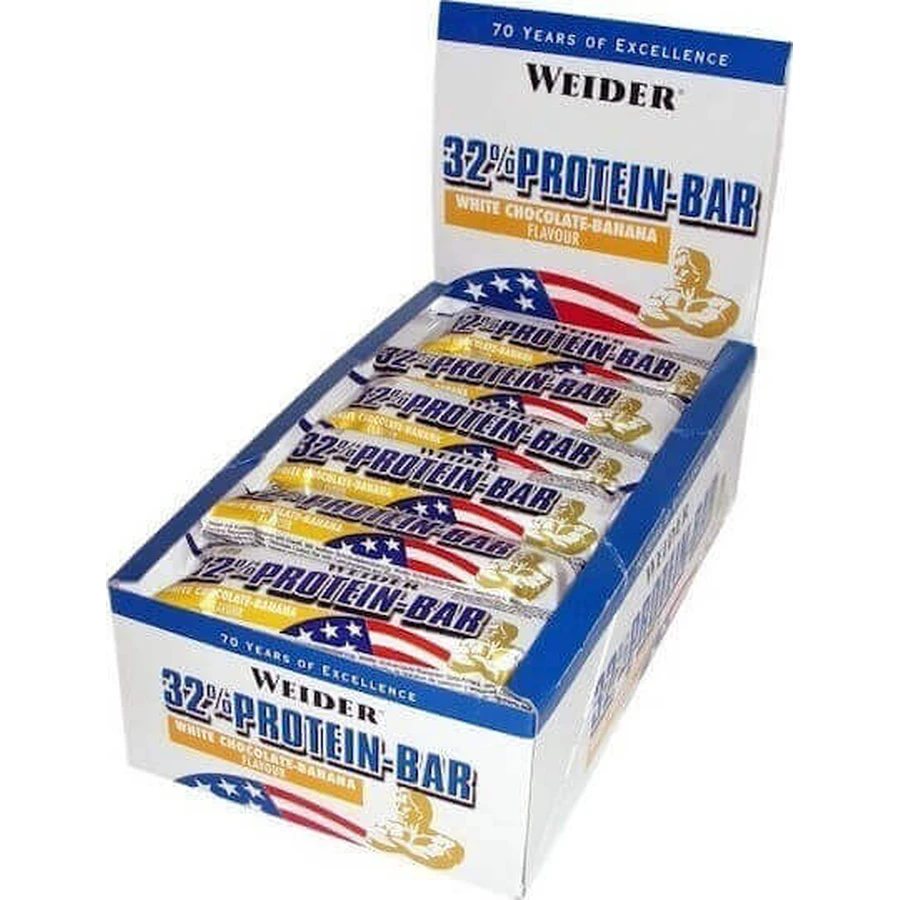 Протеиновые батончики Weider с 32% белка и вкусом банана 12x60 гр.: цены и характеристики