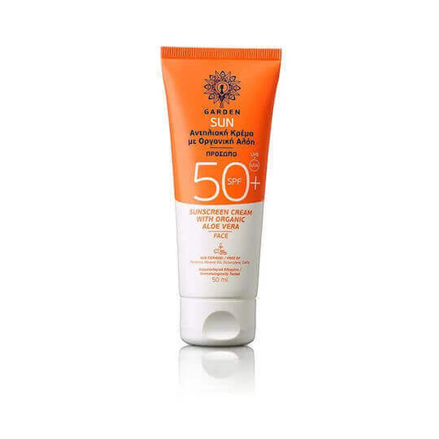 Органічний сонцезахисний крем для обличчя Garden Aloe Vera SPF50 50 мл: ціни та характеристики