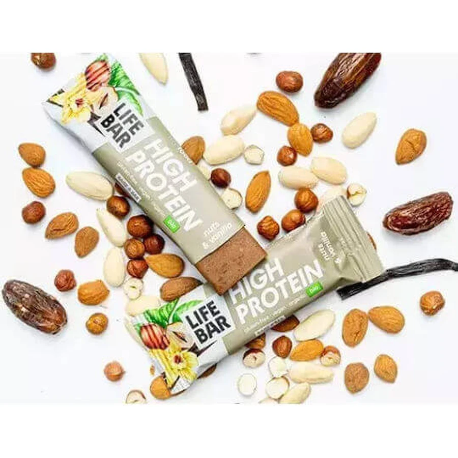 Lifefood Lifebar Lifebar Високобілковий батончик з 20% протеїну зі смаком фундука та ванілі 40гр: ціни та характеристики