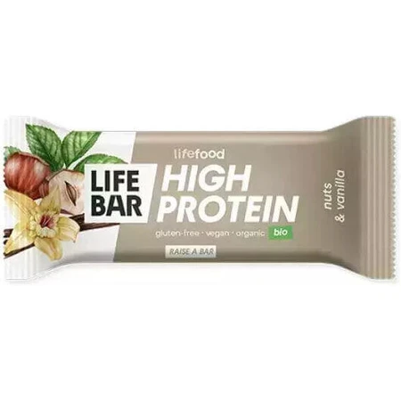 Lifefood Lifebar Lifebar Високобілковий батончик з 20% протеїну зі смаком фундука та ванілі 40гр: ціни та характеристики
