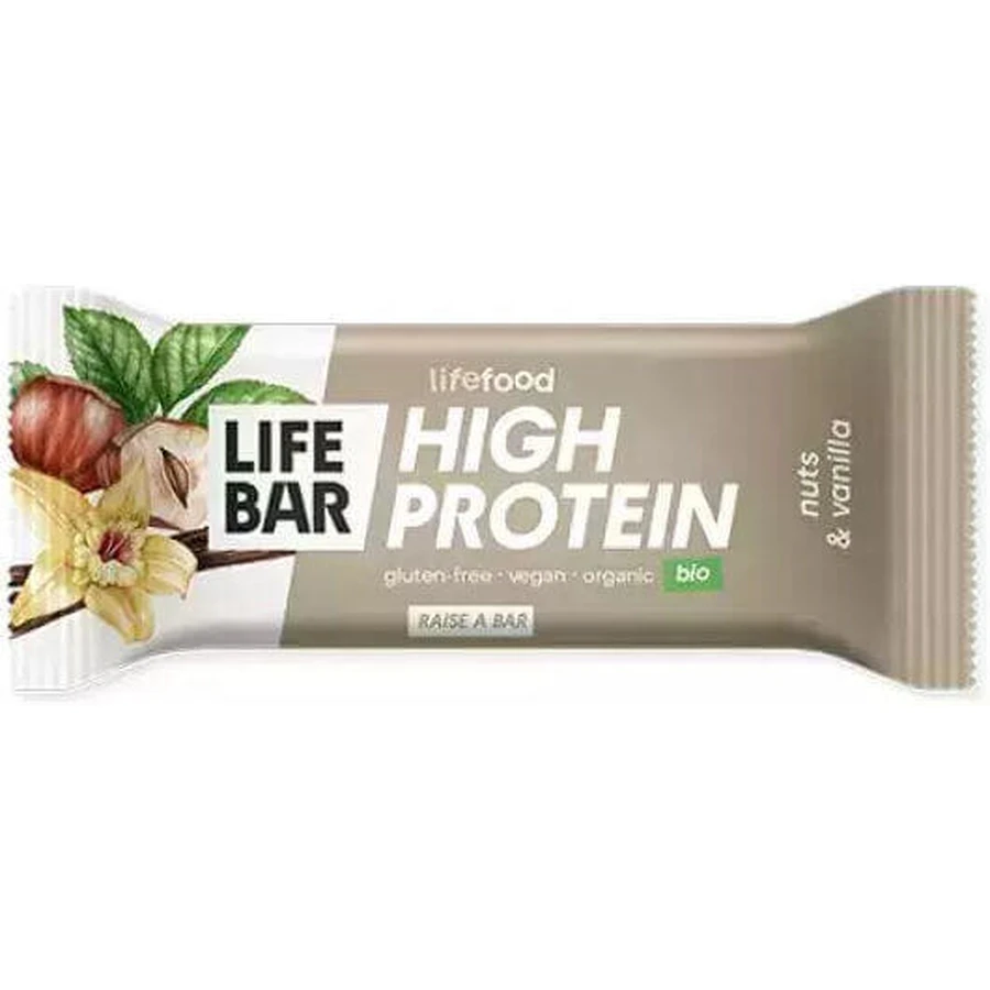 Lifefood Lifebar Lifebar Високобілковий батончик з 20% протеїну зі смаком фундука та ванілі 40гр: ціни та характеристики