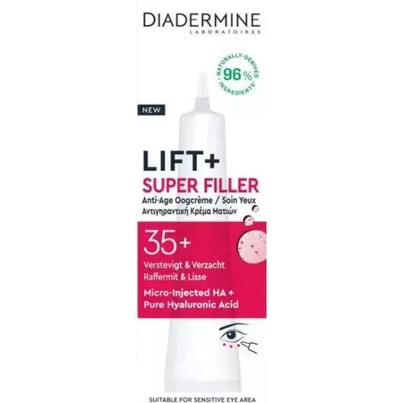 Diadermine Lift + Super Filler 35+ Крем для повік проти зморшок з гіалуроновою кислотою 15мл: ціни та характеристики