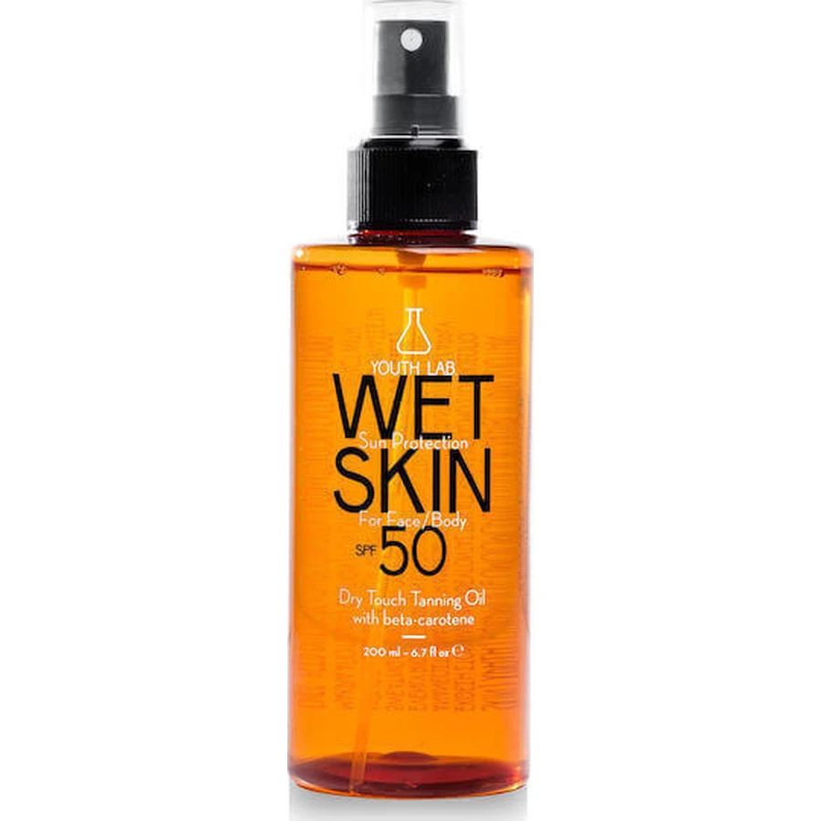 Лабораторія молодості. Wet Skin Водостійка сонцезахисна олія для обличчя та тіла SPF50 Спрей 200 мл: ціни та характеристики
