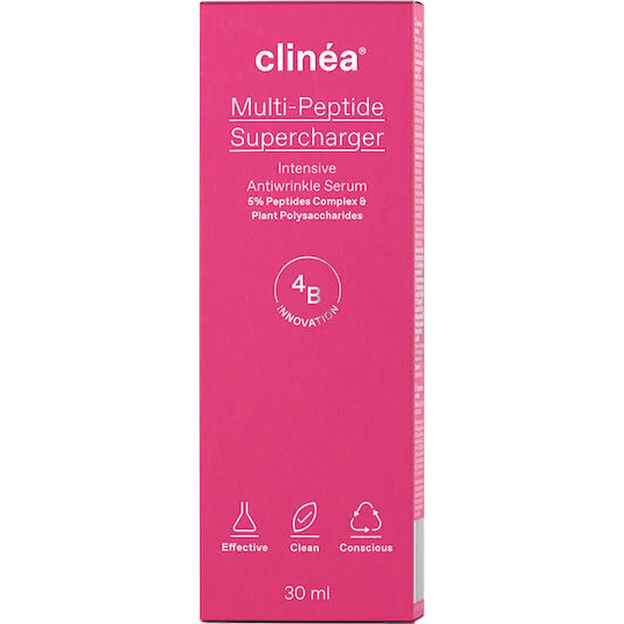 Зволожуюча та омолоджуюча сироватка для обличчя Clinea Multi-peptide Supercharger з пептидами та гіалуроновою кислотою для тонізації та ревіталізації 30мл: ціни та характеристики