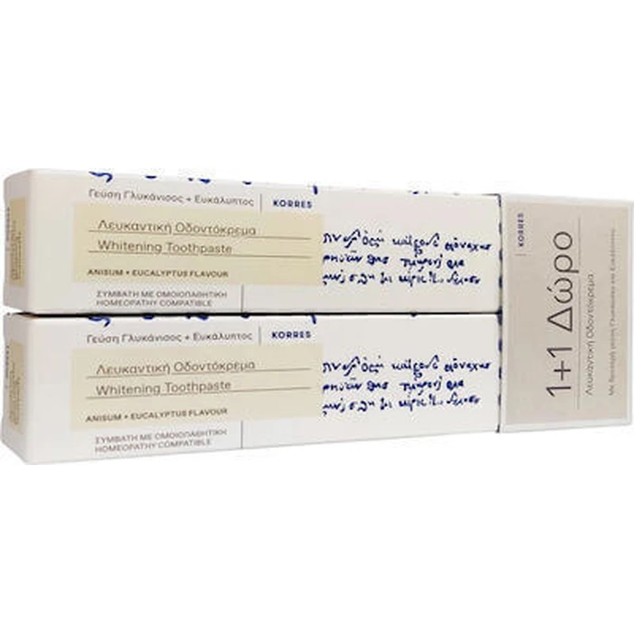 Korres Whitening Відбілююча зубна паста Аніс та евкаліпт 2х75мл: ціни та характеристики