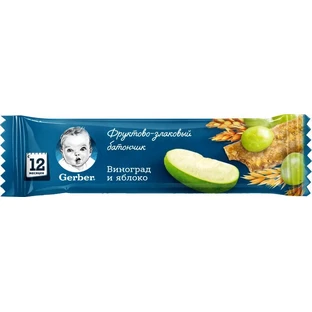 Фруктово-злаковый батончик Gerber Яблоко и виноград, 25 г