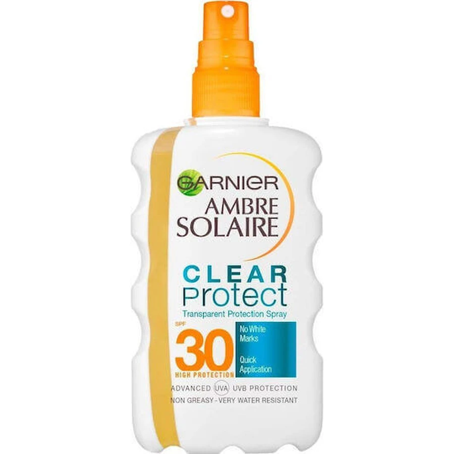Garnier Ambre Solaire Clear Protect Водостійкий сонцезахисний крем для тіла SPF30 у спреї 200 мл: ціни та характеристики