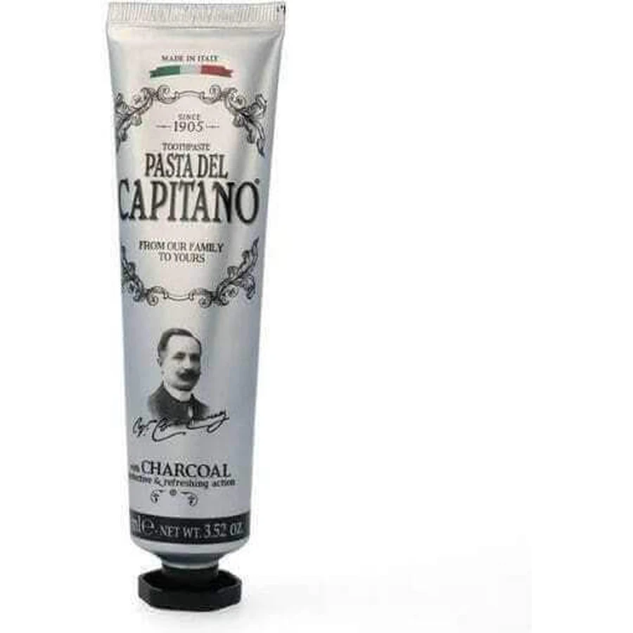 Pasta del Capitano Зубна паста з активованим вугіллям та без фтору для відбілювання 75мл: ціни та характеристики