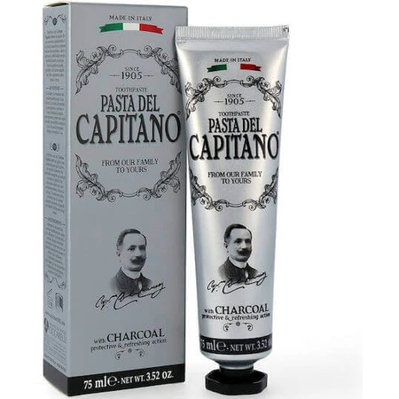 Pasta del Capitano Зубна паста з активованим вугіллям та без фтору для відбілювання 75мл: ціни та характеристики