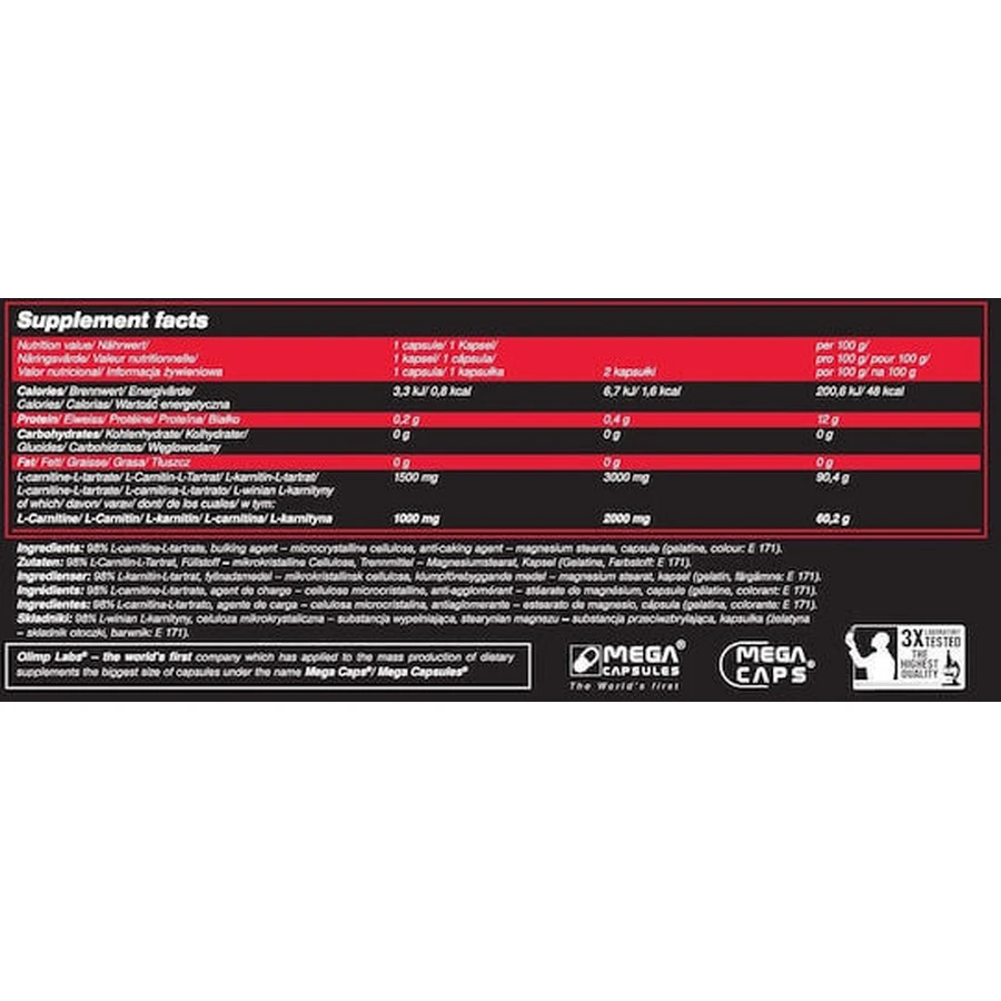 Olimp Sport Nutrition L-карнитин 1500 Extreme Mega Caps с карнитином 1500 мг и неароматизированным вкусом 120 капс: цены и характеристики