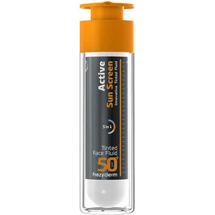 Инновационный тонированный флюидный водостойкий гель для лица Frezyderm Active Sun Screen SPF50 с пигментом, 50 мл