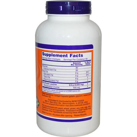 Now Foods Соняшниковий лецитин 1200 мг зі смаком без ароматизаторів 100 файлів: ціни та характеристики