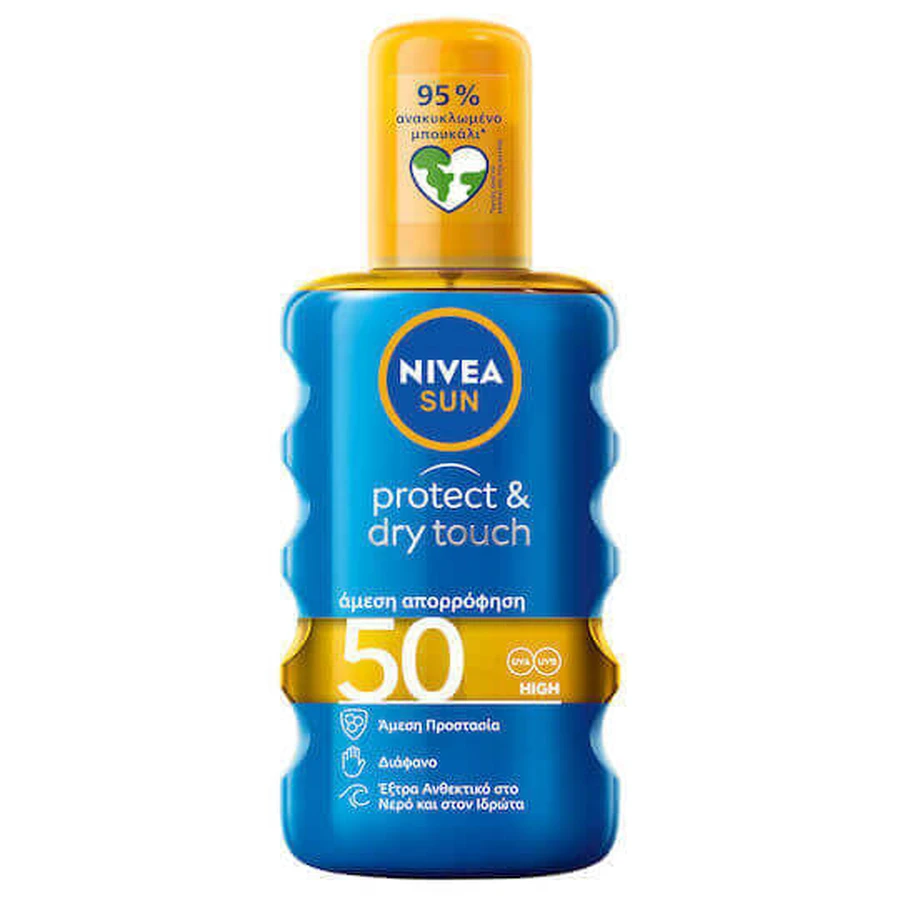 Nivea Protect & Dry Touch Водостійкий сонцезахисний лосьйон для тіла SPF50 Спрей 200 мл: ціни та характеристики