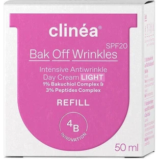 Clinea Bak Bak Off Wrinkles Light Light Refill Антивозрастной дневной крем для лица SPF20 с пантенолом и пептидами 50 мл