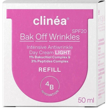 Clinea Bak Bak Off Wrinkles Light Light Refill Антивозрастной дневной крем для лица SPF20 с пантенолом и пептидами 50 мл: цены и характеристики
