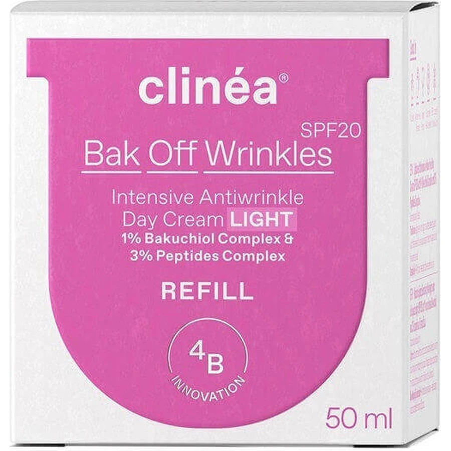 Clinea Bak Bak Off Wrinkles Light Light Refill Антивозрастной дневной крем для лица SPF20 с пантенолом и пептидами 50 мл: цены и характеристики