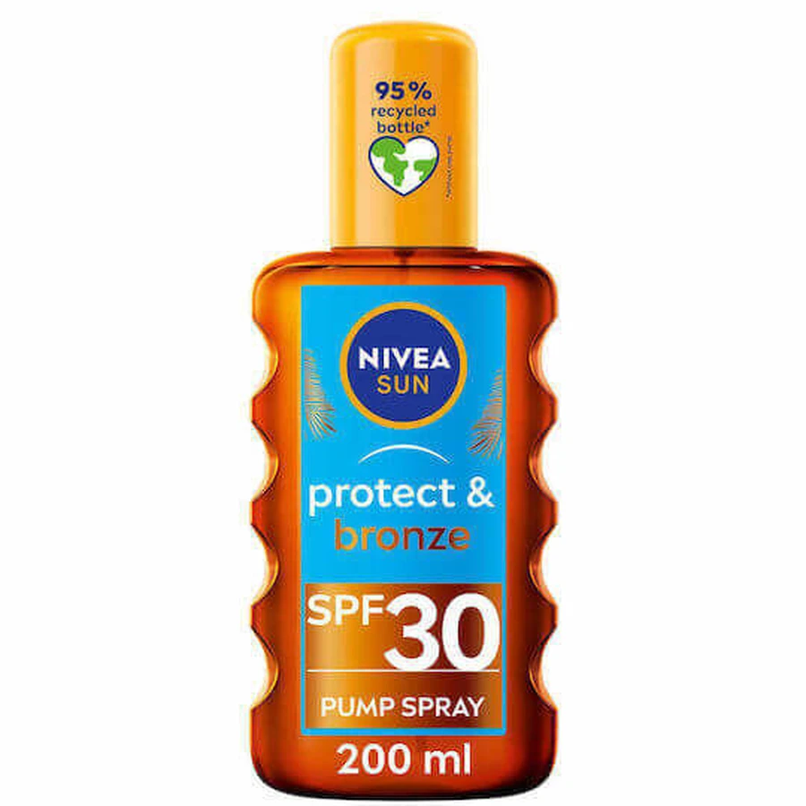 Nivea Protect & Bronze Водостійка сонцезахисна олія для тіла SPF30 Спрей для тіла 200 мл: ціни та характеристики