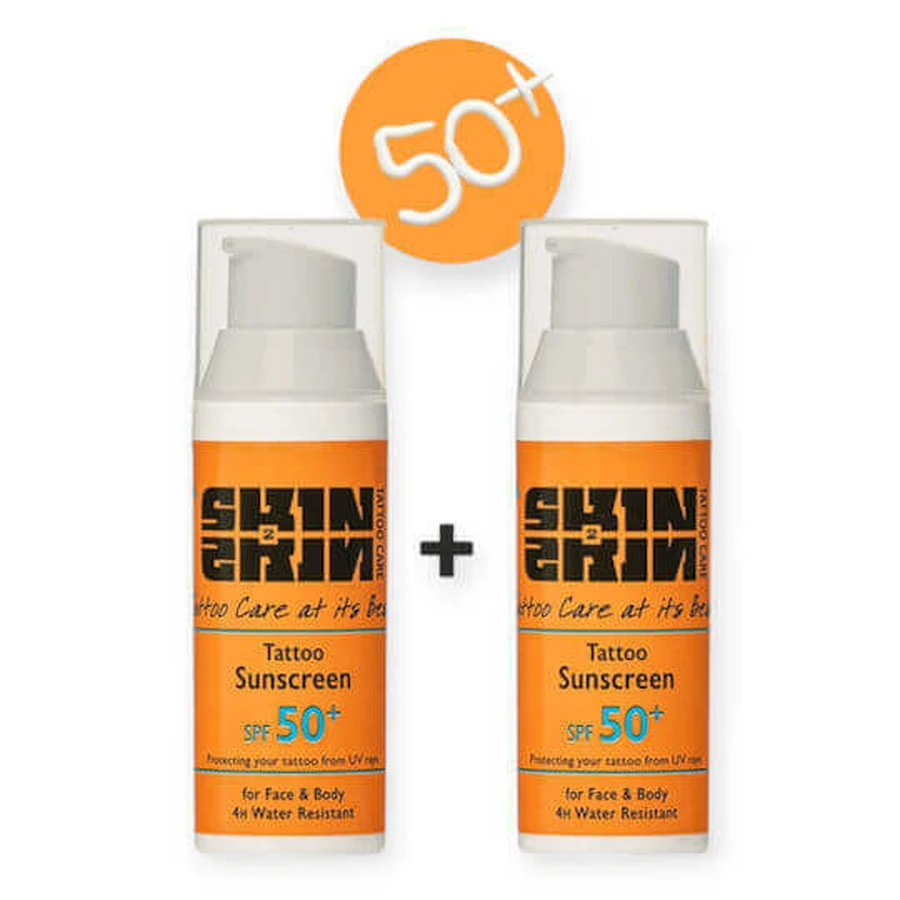 Skin2skin Спрей для татуювання Водостійкий сонцезахисний спрей для тіла SPF50+ 2х50мл: ціни та характеристики