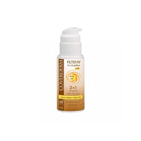 Coverderm Filteray Milk Deep Tan Глибокий загар Водонепроникна олія для захисту тіла від сонця SPF50 100 мл: ціни та характеристики