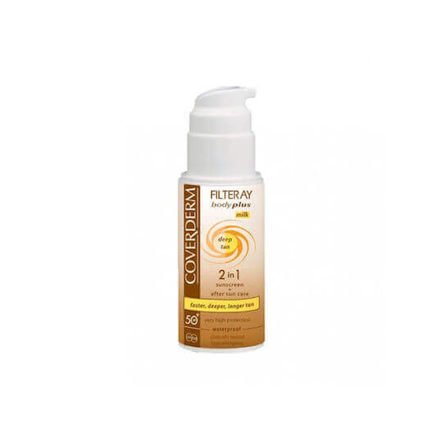 Coverderm Filteray Milk Deep Tan Глибокий загар Водонепроникна олія для захисту тіла від сонця SPF50 100 мл: ціни та характеристики