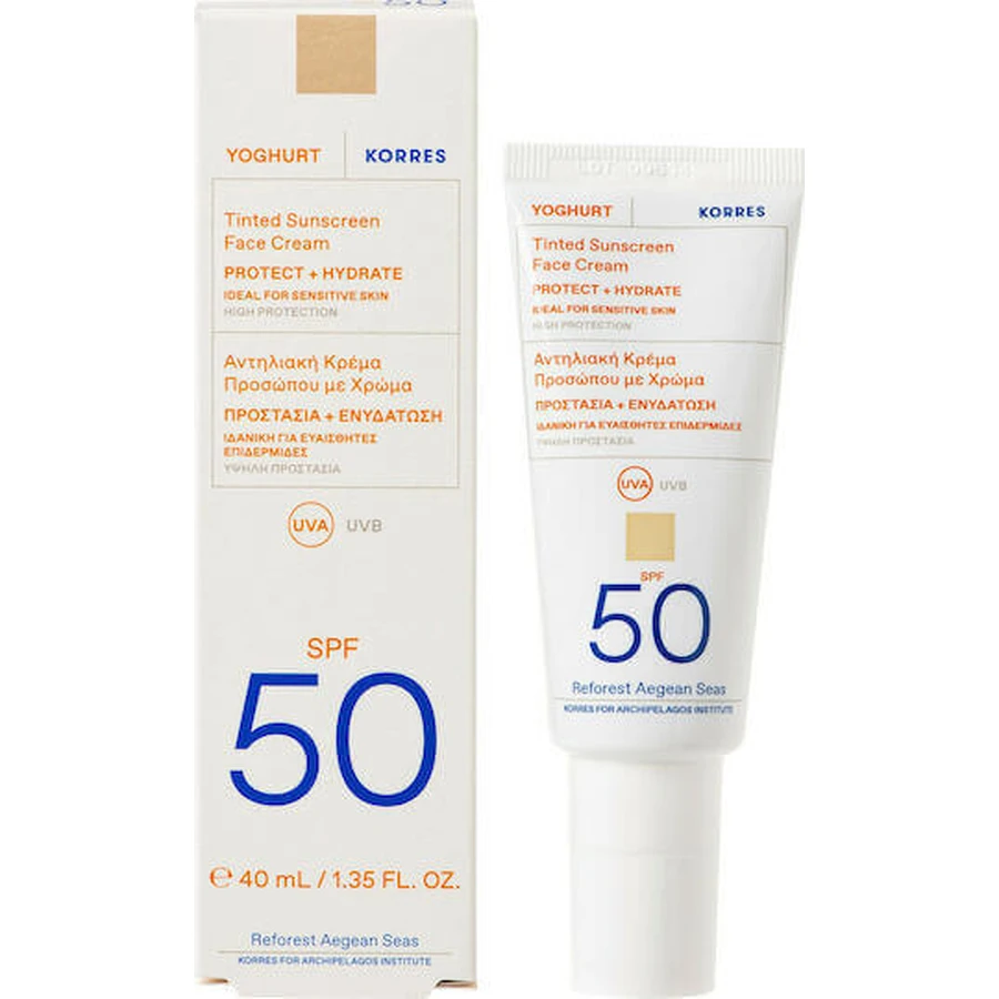 Korres Yoghurt Йогуртовый водостойкий крем для лица SPF50 с пигментом 40 мл: цены и характеристики