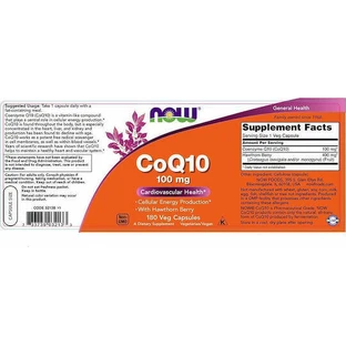 Now Foods CoQ10 100 мг с ягодами боярышника 30 растительных капсул