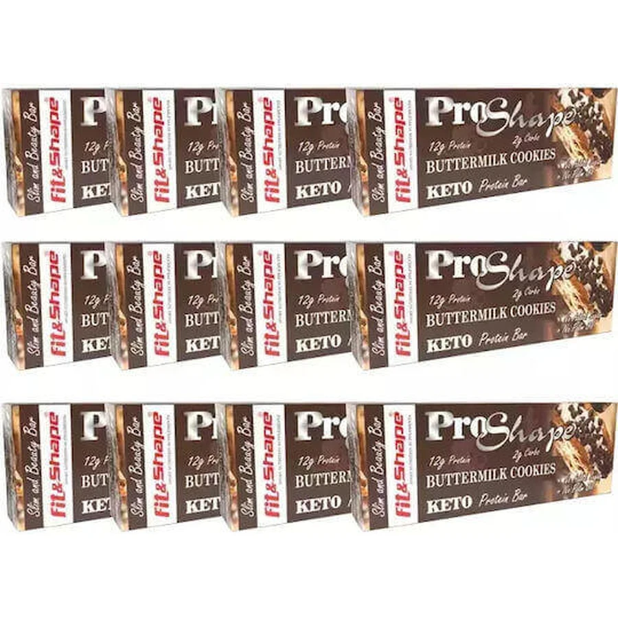 Кето-батончики Fit & Shape Proshape с 30% белка и вкусом пахтового печенья 12x40 гр.: цены и характеристики