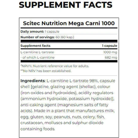 Scitec Nutrition Mega Meats с карнитином 1000 мг 60 капс: цены и характеристики