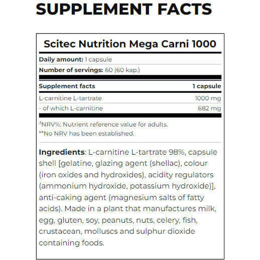Scitec Nutrition Mega Meats с карнитином 1000 мг 60 капс: цены и характеристики