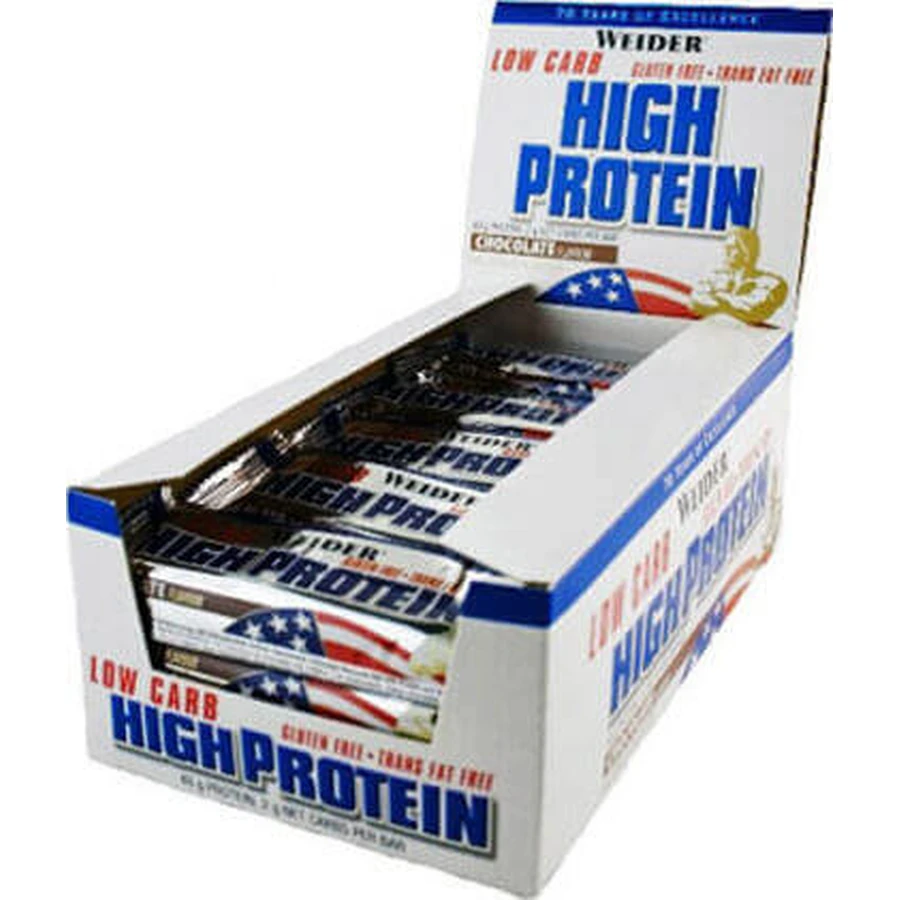 Weider Высокопротеиновые батончики с 40% белка и шоколадным вкусом 24x50гр: цены и характеристики