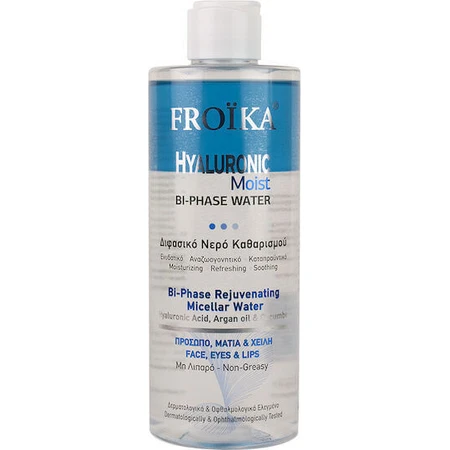 Froika Hyaluronic Гіалуронова волога двофазна міцелярна вода для зняття макіяжу з обличчя та губ для шкіри, схильної до акне 400 мл: ціни та характеристики