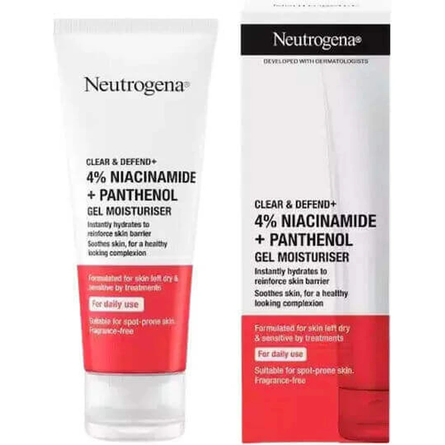 Neutrogena Clear & Defend+ Денний зволожуючий гель для обличчя проти пігментних плям з ніацинамідом і пантенолом 50 мл: ціни та характеристики