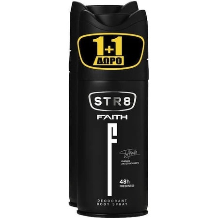 STR8 Faith Giannis Antetokounmpo Giannis Antetokounmpo 48h Свіжість дезодорант для тіла Свіжість дезодорант для тіла 2 x 150ml 48h Дезодорант-спрей 2x150ml: ціни та характеристики