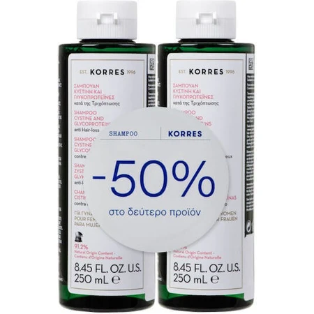 Korres Cystine & Glycoproteins Шампунь от выпадения волос для хрупких волос 2x250 мл: цены и характеристики