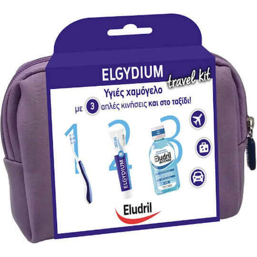 Elgydium Eludril Travel Kit Зубная паста 50 мл, зубная щетка и паста для полоскания рта: цены и характеристики