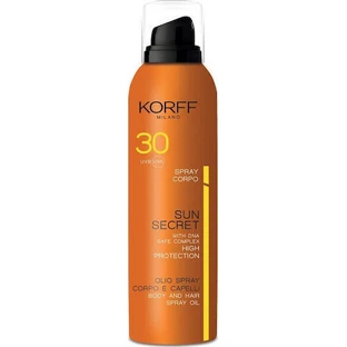 Korff Sun Secret Олія для тіла та волосся Сонцезахисні засоби Олія для обличчя SPF30 Спрей 200мл