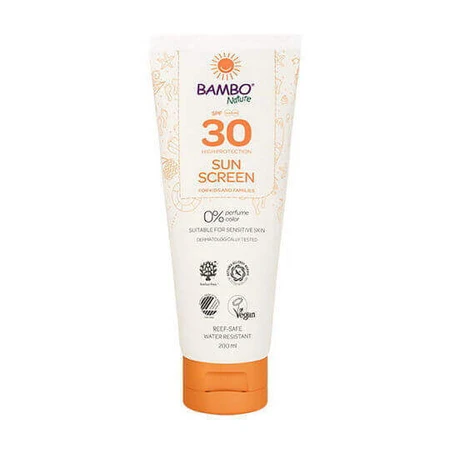 Водостійкий сонцезахисний крем для тіла Bambo Nature SPF30 200 мл: ціни та характеристики
