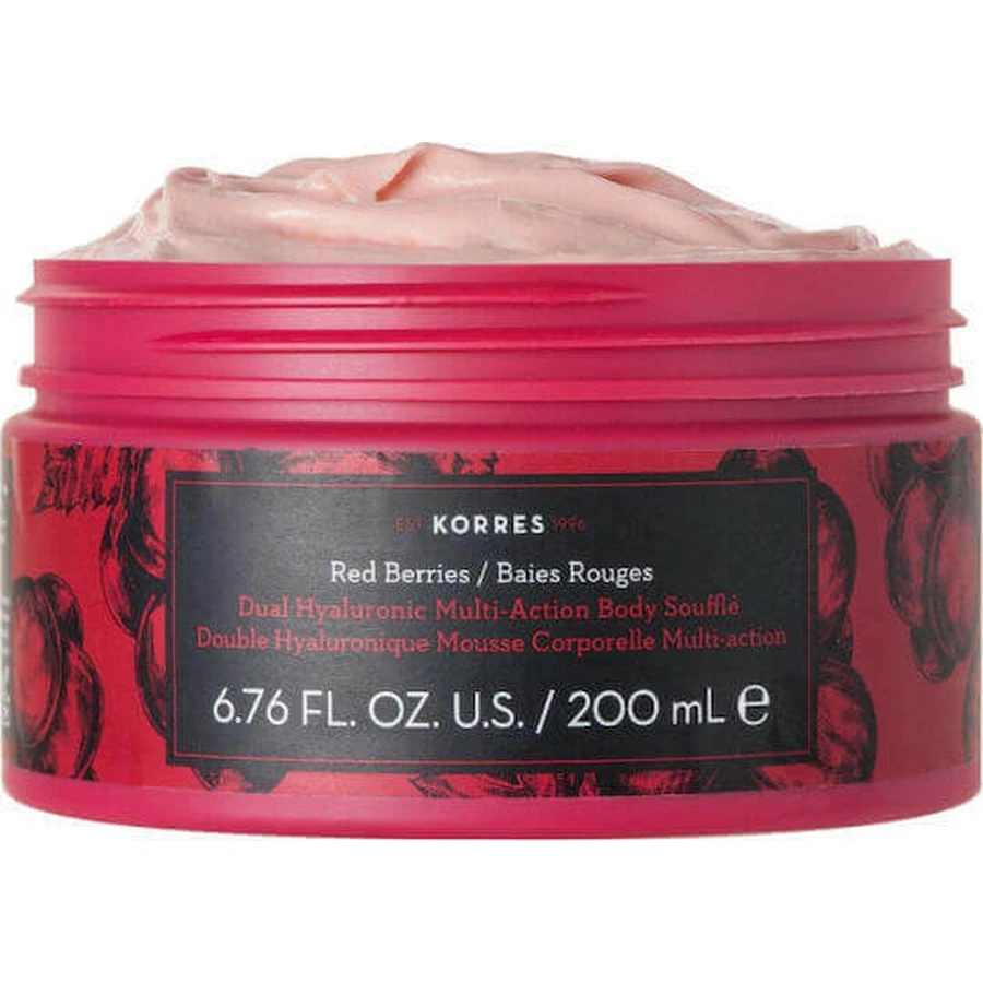 Korres Double Hualuronic Multi Action Red Berries Зволожуючий крем для тіла з гіалуроновою кислотою для сухої шкіри 200 мл: ціни та характеристики