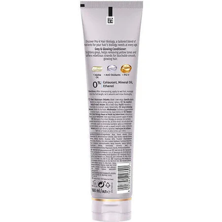 Pantene Pro V Hair Biology Grey & Glowing Conditioner для підтримки сивини та сяючого кольору для фарбованого волосся 160 мл: ціни та характеристики